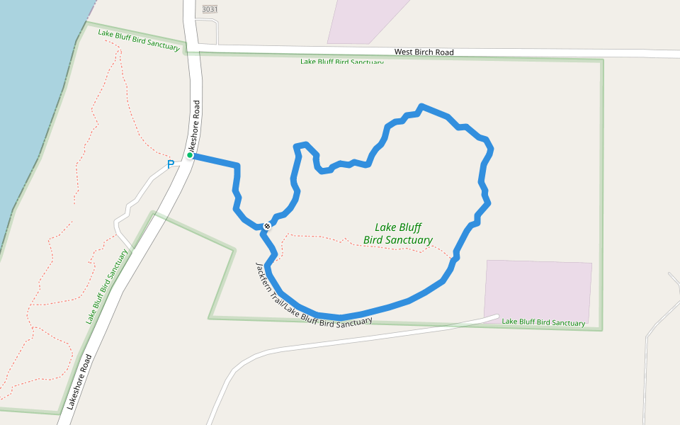 Jackfern Trail/Lake Bluff Bird Sanctuary walking route map in Manistee