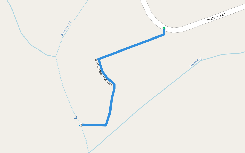Ironbark Waterfall Track walking route map in Mangrove Mountain