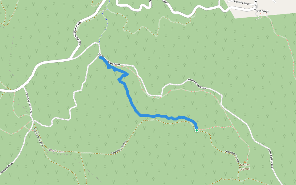 New Warby Downhill Track walking route map in Wesburn