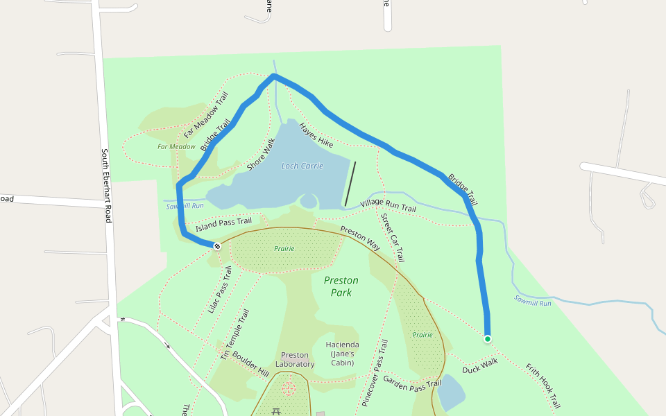 Bridge Trail walking route map in Meridian