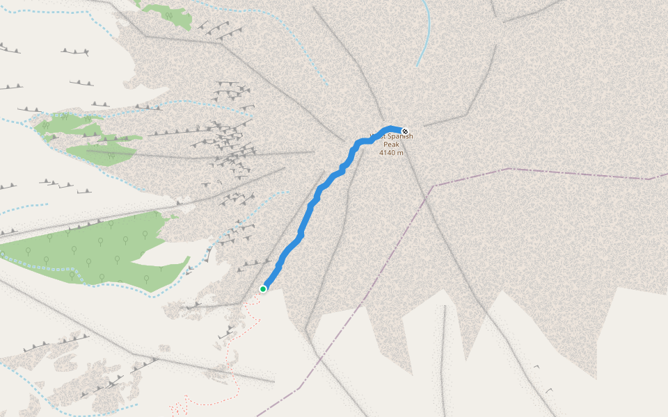 Class 2 climber's trail walking route map in Aguilar