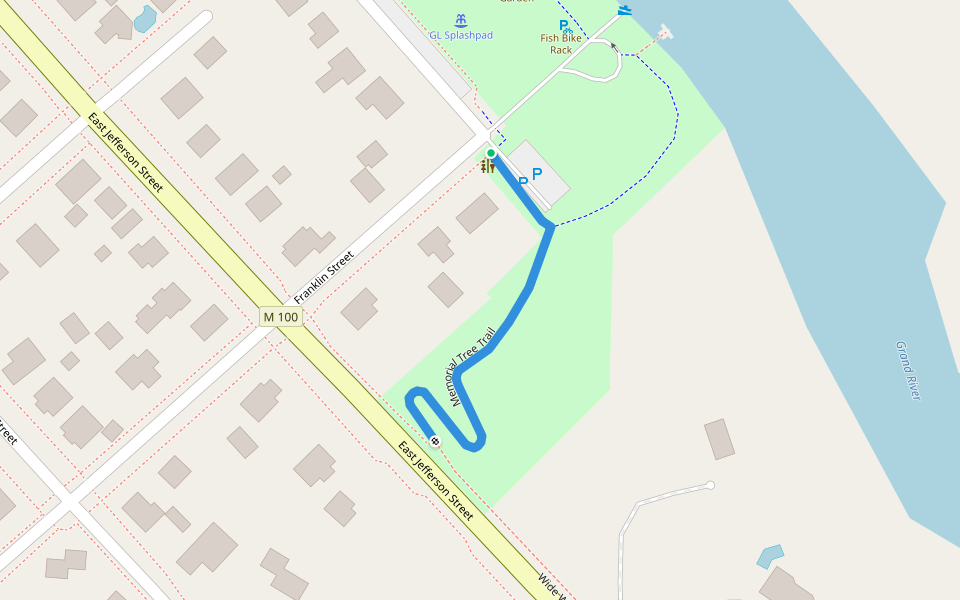 Memorial Tree Trail walking route map in Grand Ledge