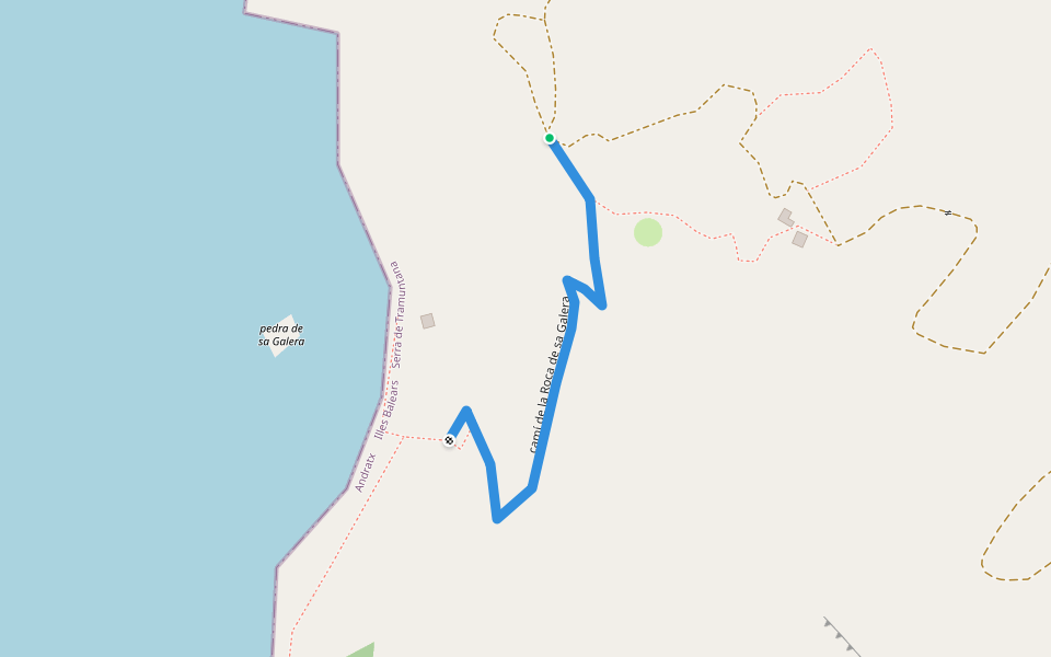 camí de la Roca de sa Galera walking route map in Andratx