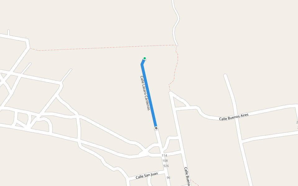 Calle Lázaro Cárdenas walking route map in Lagos de Moreno