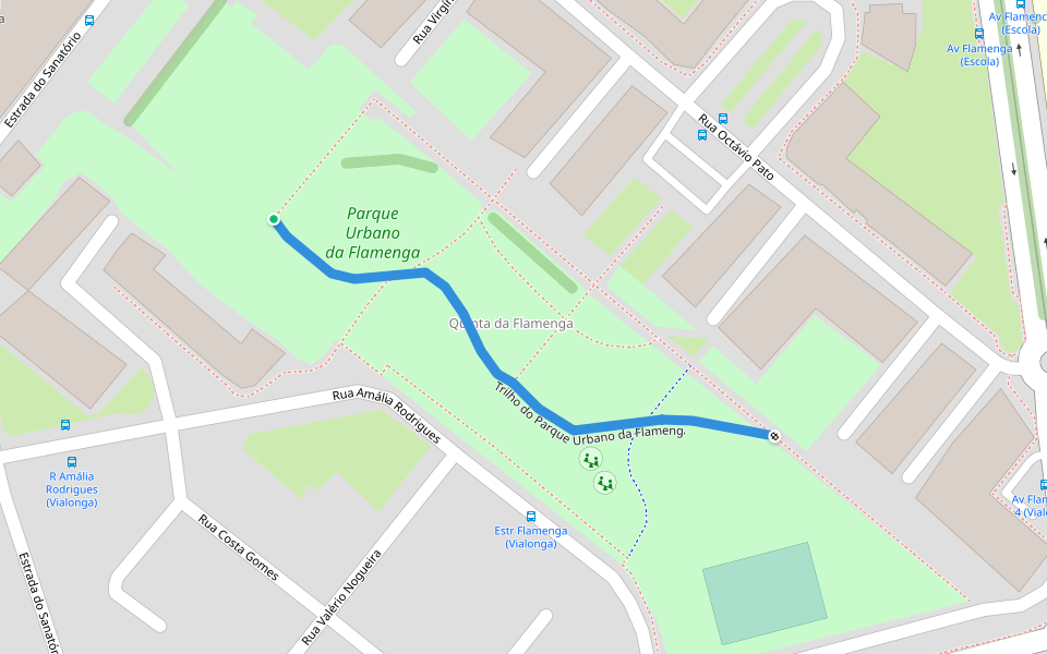 Trilho do Parque Urbano da Flamenga walking route map in Vialonga