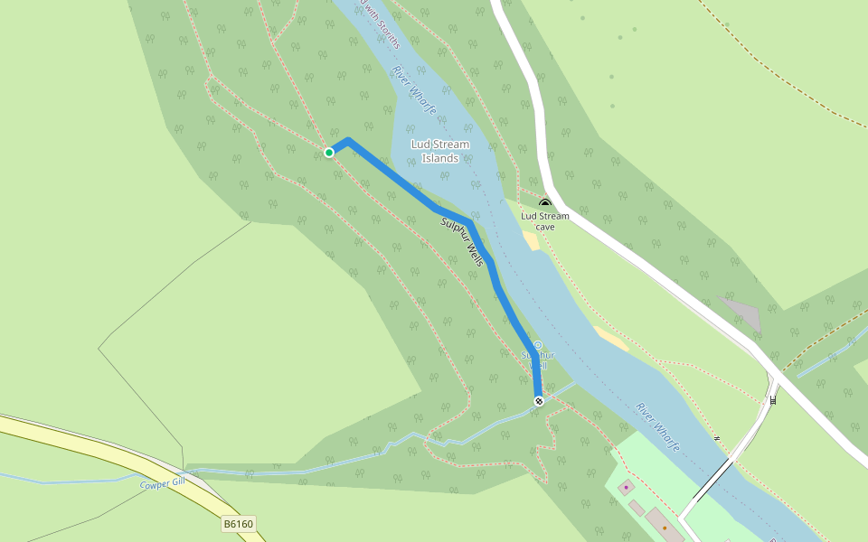 Sulphur Wells walking route map in Bolton Abbey