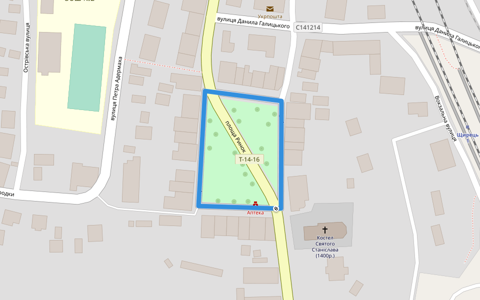 Ринок площа walking route map in Shchyrets'