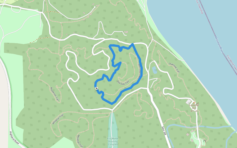 Loess Hill Loop walking route map in Ponca