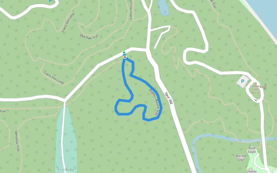 Bigley's Ravine Trail walking route map in Ponca