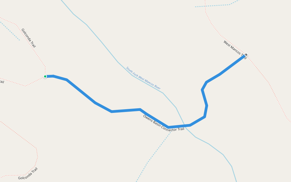 Owens Basin Connector Trail walking route map in Mancos