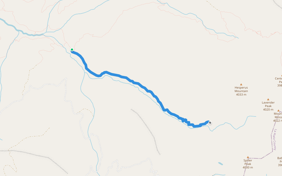 Owens Basin Trail walking route map in Mancos