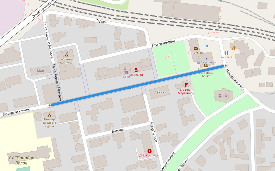 Мадарски конник walking route map in Madara