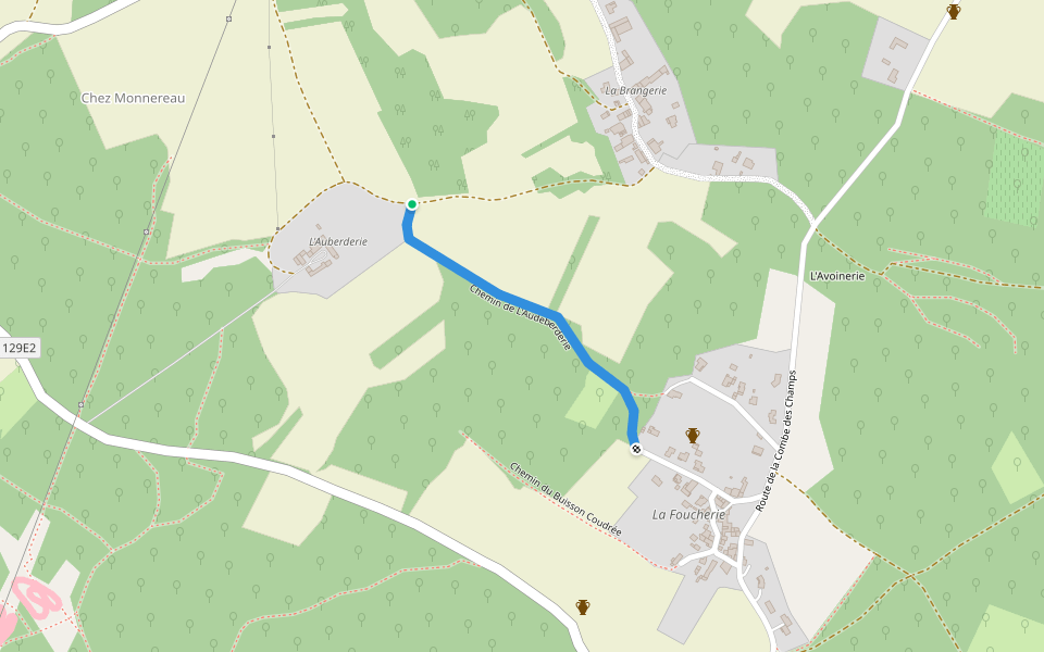 Chemin de L'Audeberderie walking route map in Le Douhet