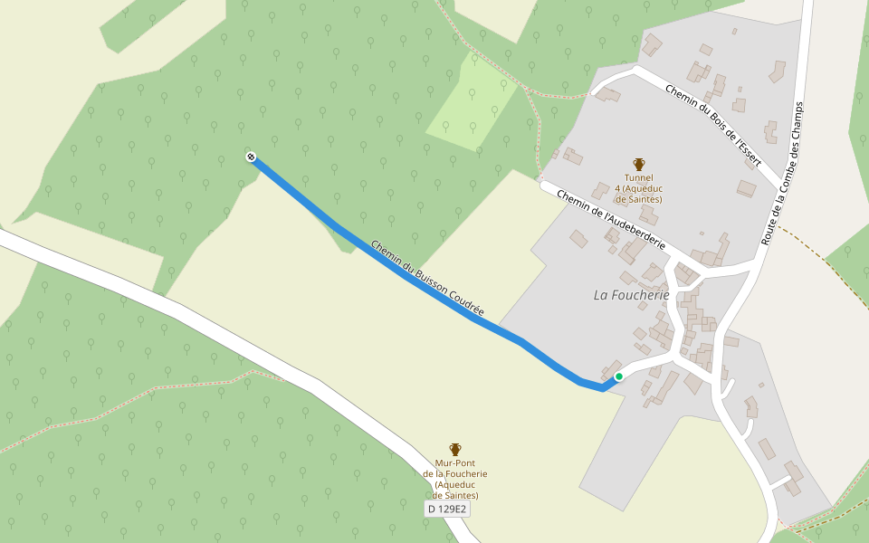 Chemin du Buisson Coudrée walking route map in Le Douhet