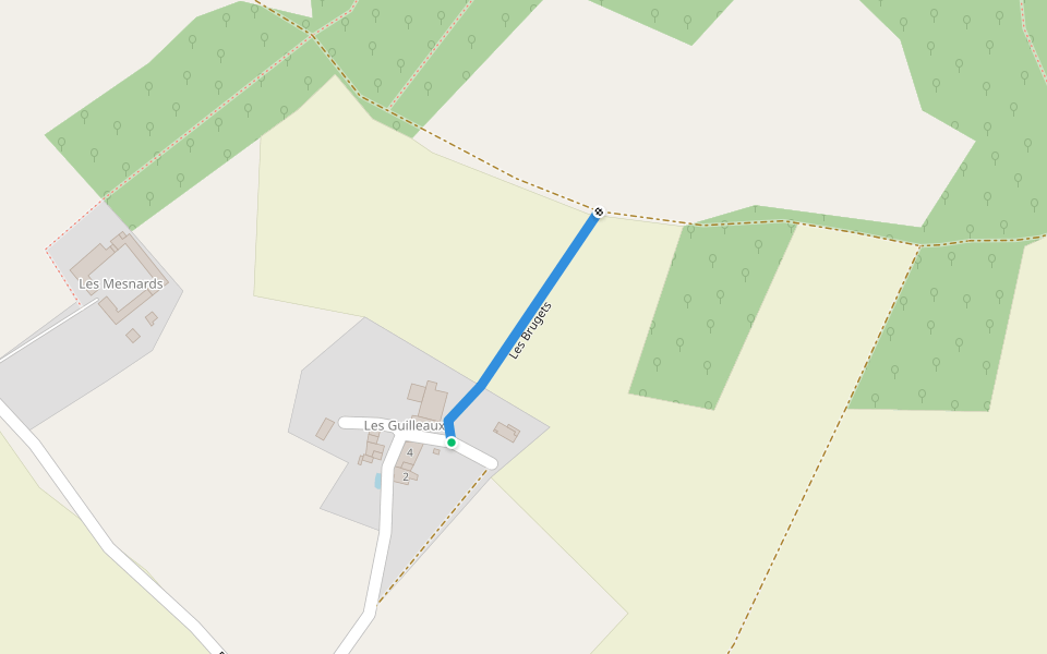 Les Brugets walking route map in Le Douhet