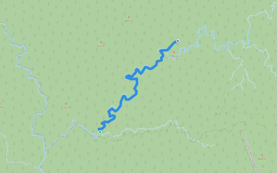 Middle Waipapa River Track walking route map in Ōkaihau