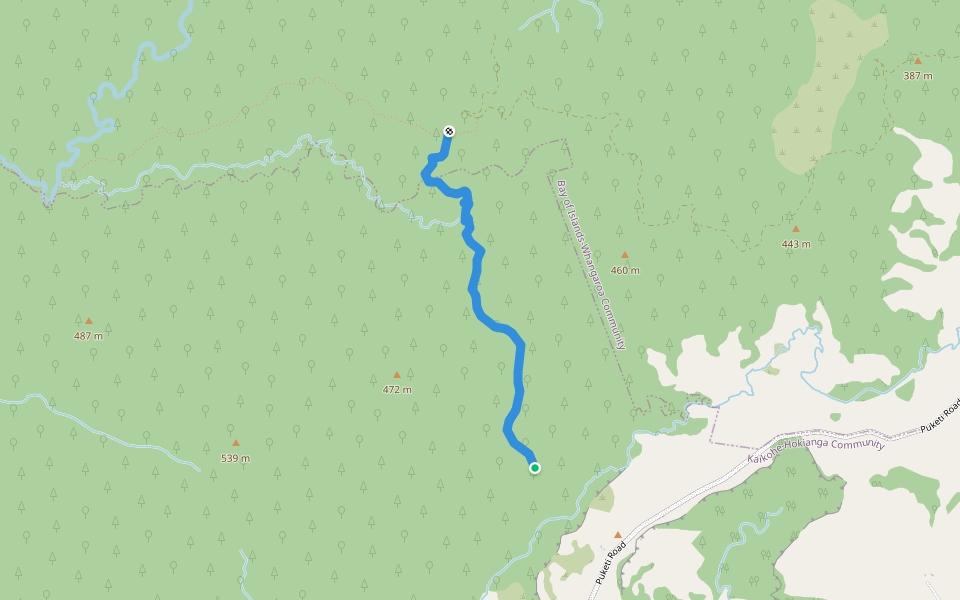 Takapau Track walking route map in Ōkaihau