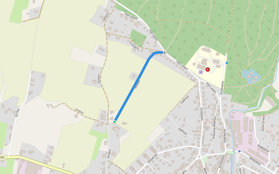 Vorlech walking route map in Dvůr Králové nad Labem