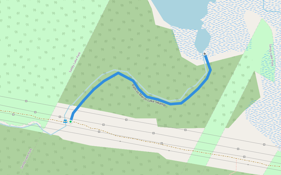 Path to Marsh Lake Swamp walking route map in Bedford