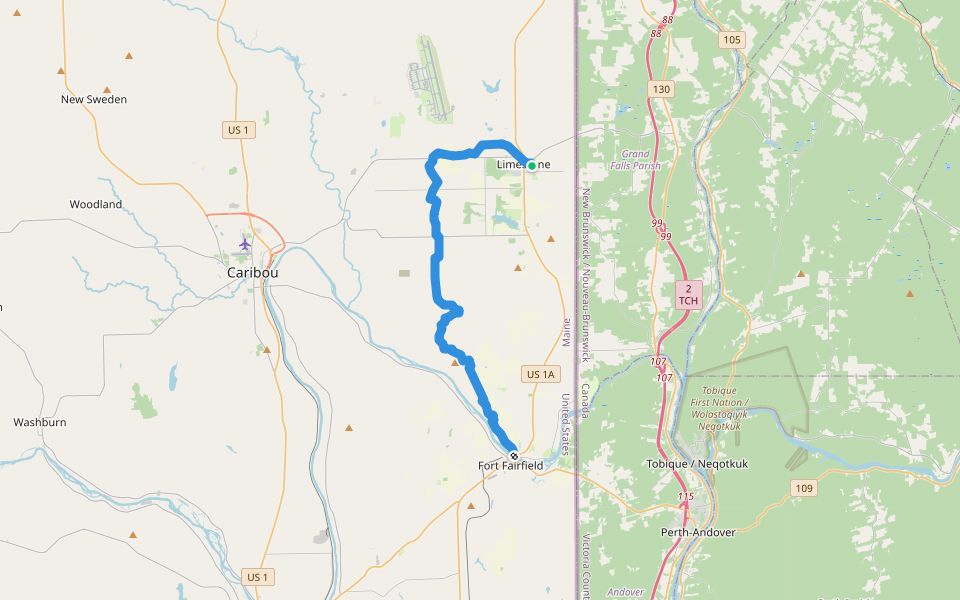 Snowmobile ITS 81 walking route map in Limestone
