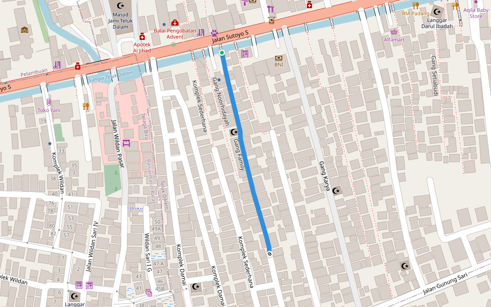 Gang Family walking route map in Banjarmasin
