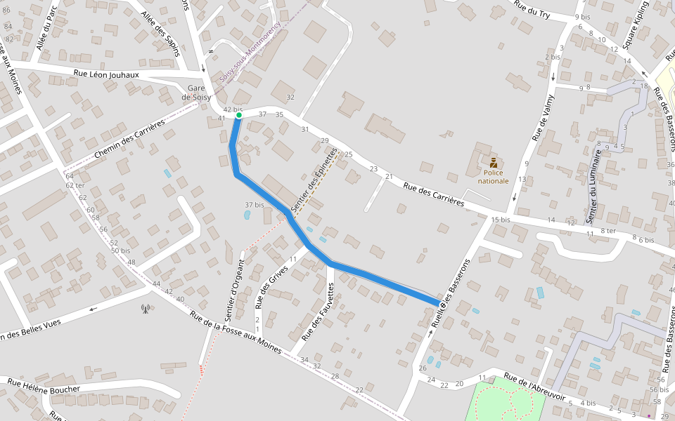 Chemin Le Grand Sentier walking route map in Montmorency