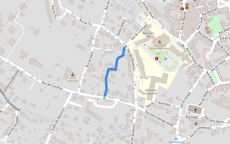 Sentier du Luminaire walking route map in Montmorency