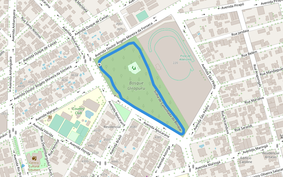 Trilha de Caminhada do Bosque walking route map in Umuarama
