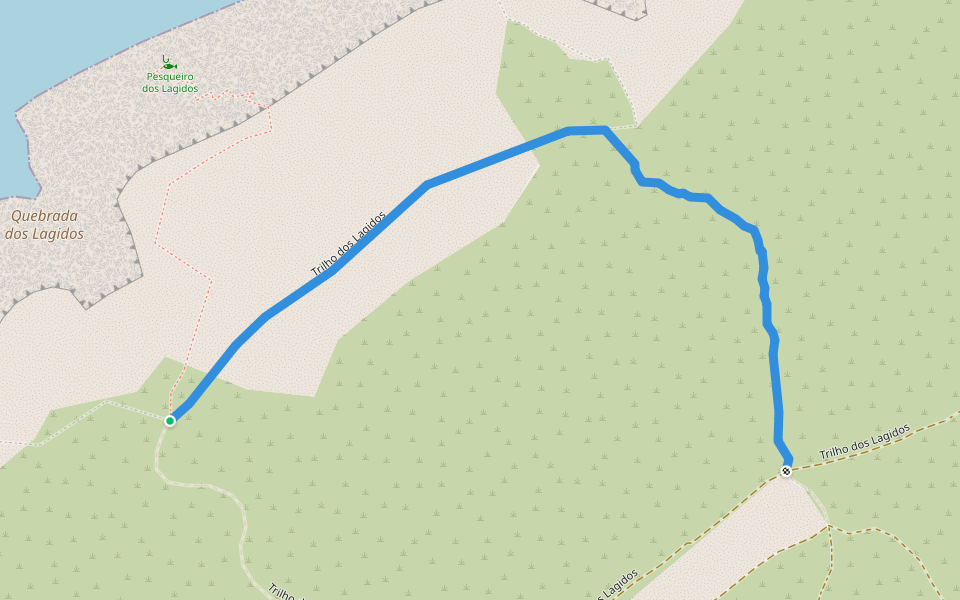 Trilho dos Lagidos walking route map in Salir do Porto