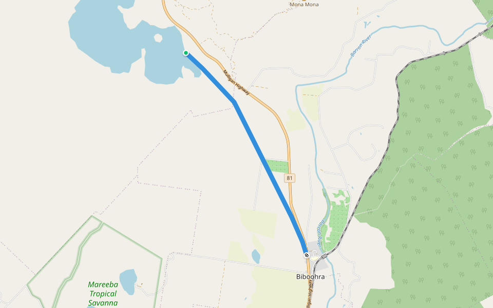 Biboohra to-Rumula railway walking route map in Biboohra