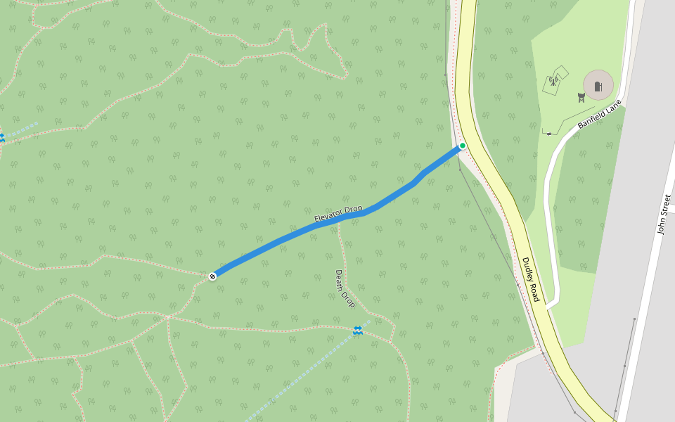 Elevator Drop walking route map in Dudley