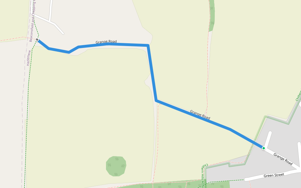 Grange Road walking route map in Hazlemere