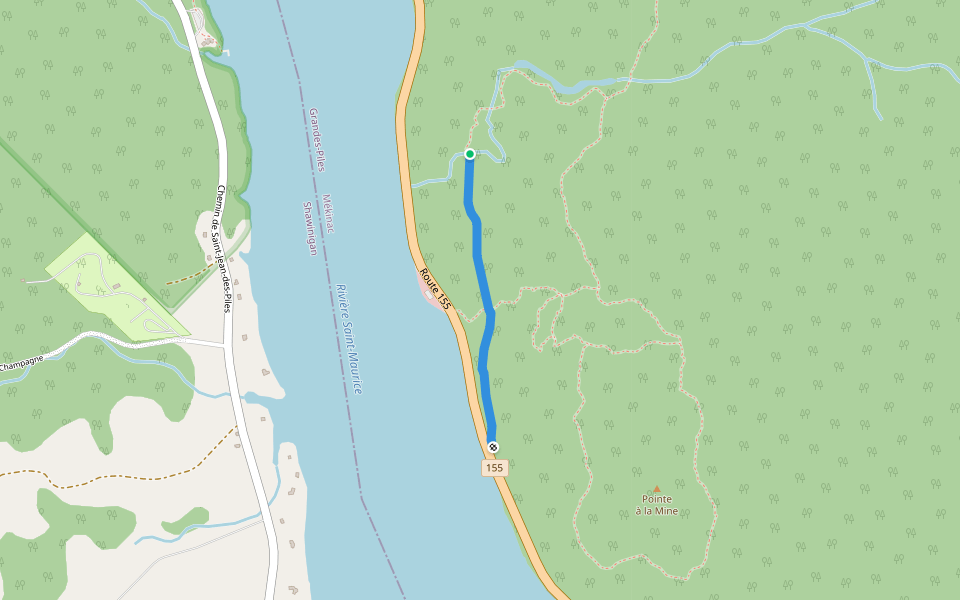 Les Bénévoles walking route map in Grandes-Piles