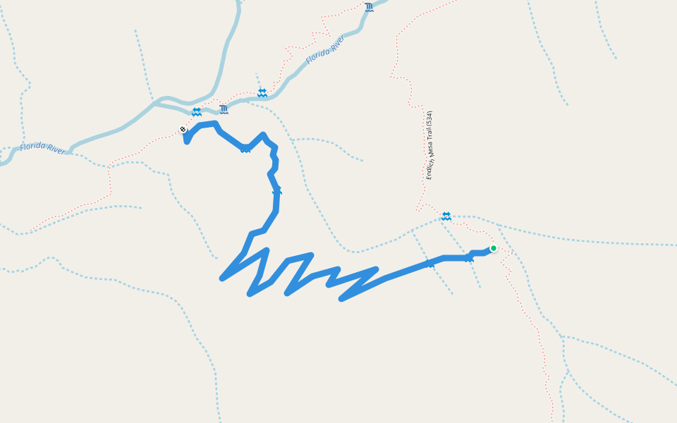 Old Endlich Mesa Trail walking route map in Chimney Rock