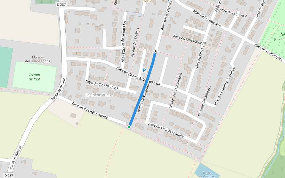 Sentier de Vaugreux walking route map in Vignoc