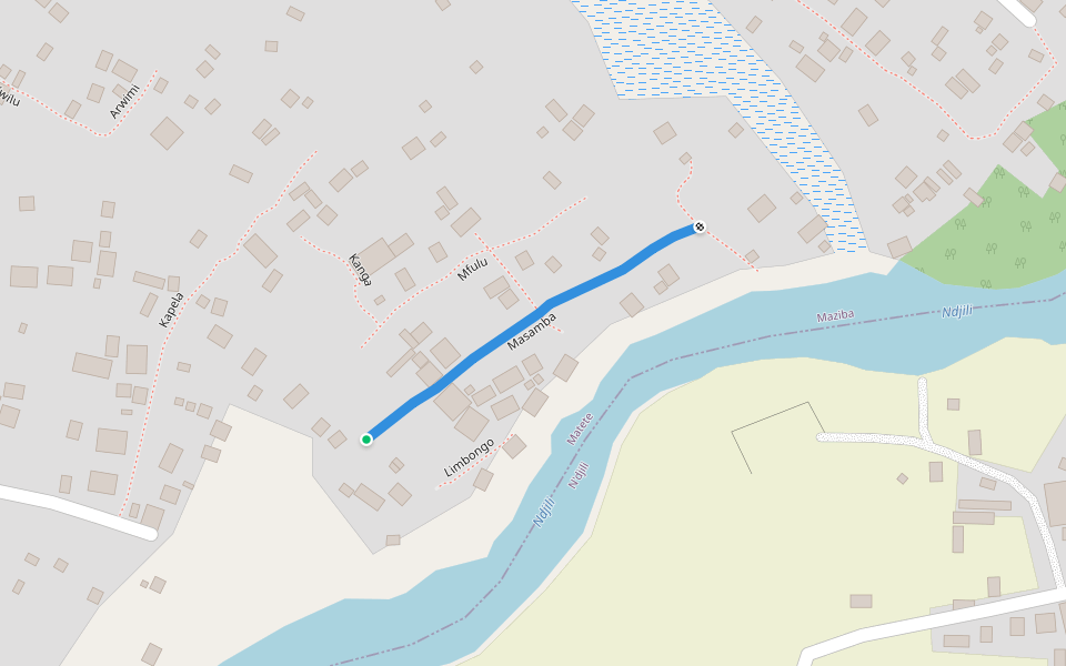 Masamba walking route map in Kinshasa