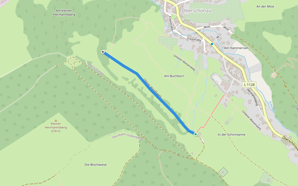 Oberer Wiesenweg walking route map in Steinbach-Hallenberg