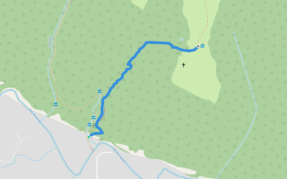 На Росохату walking route map in Sheshory