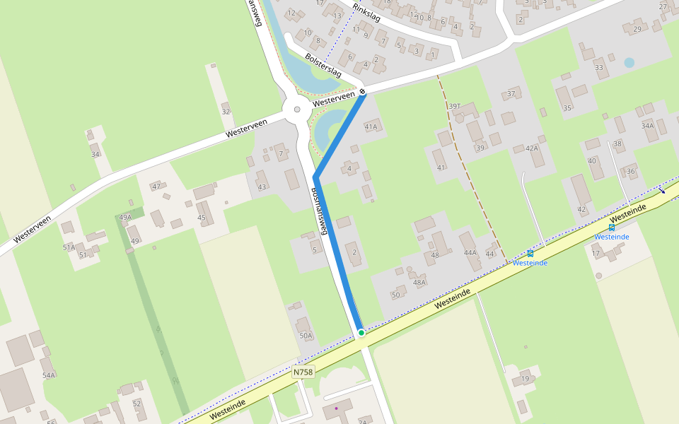 Voetpad Bosmansweg Westerveen walking route map in Nieuwleusen