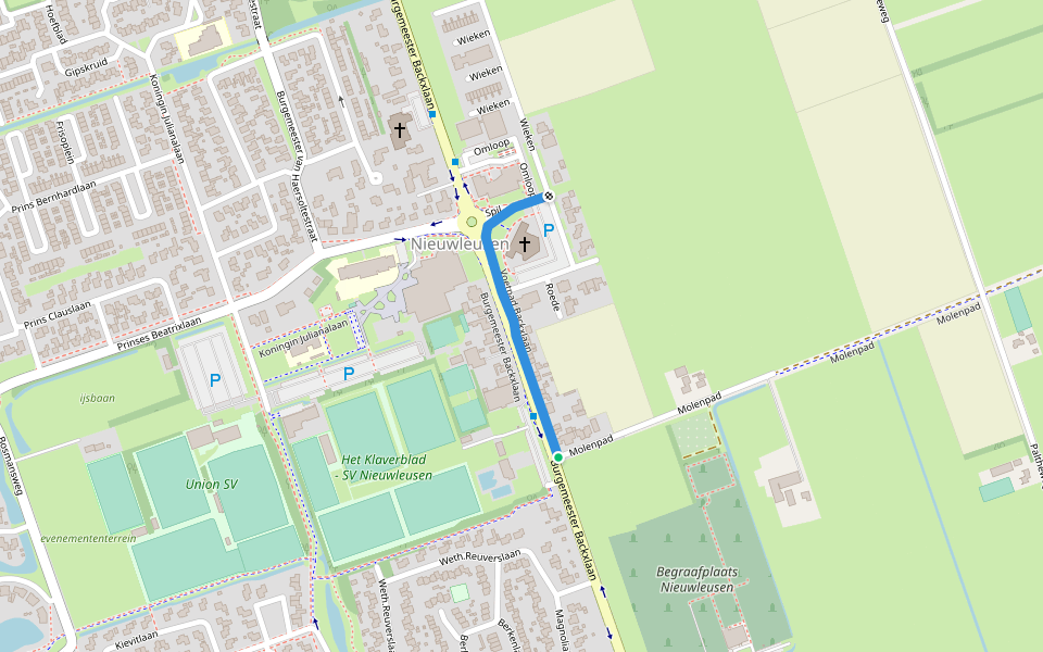 Voetpad Backxlaan walking route map in Nieuwleusen