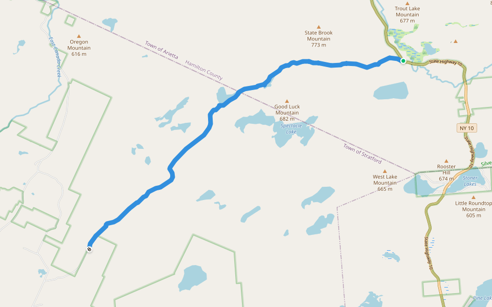 Dexter Lake trail walking route map in Stratford