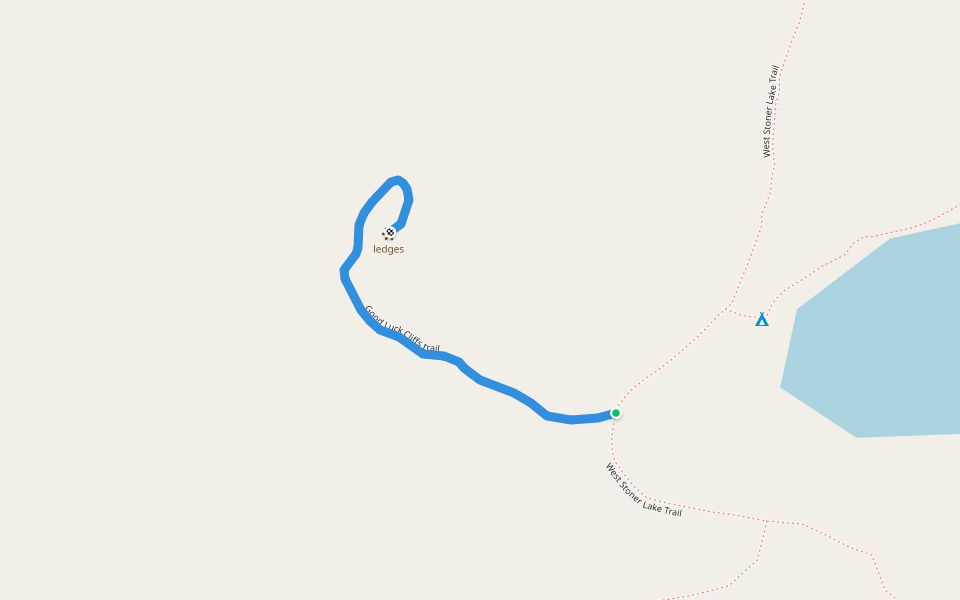 Good Luck Cliffs trail walking route map in Piseco