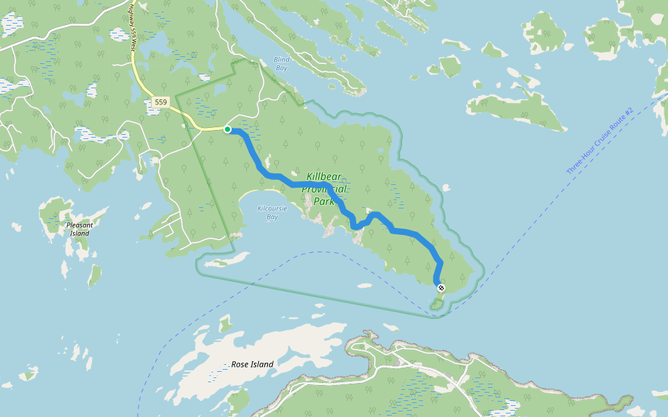 Recreational Trail walking route map in Killbear Park