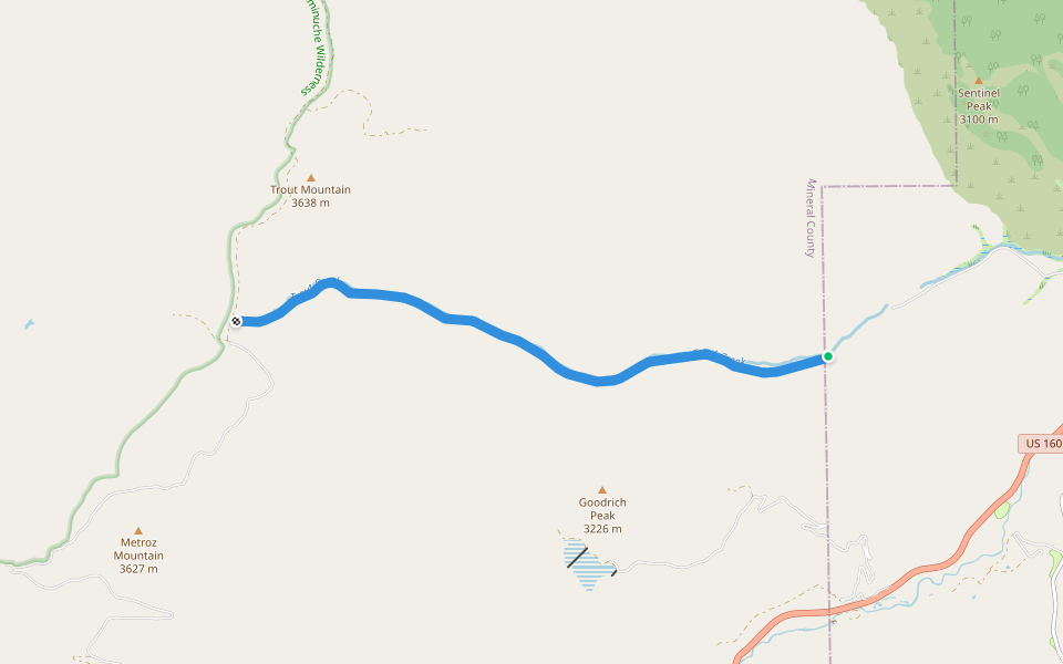 TR831 walking route map in South Fork