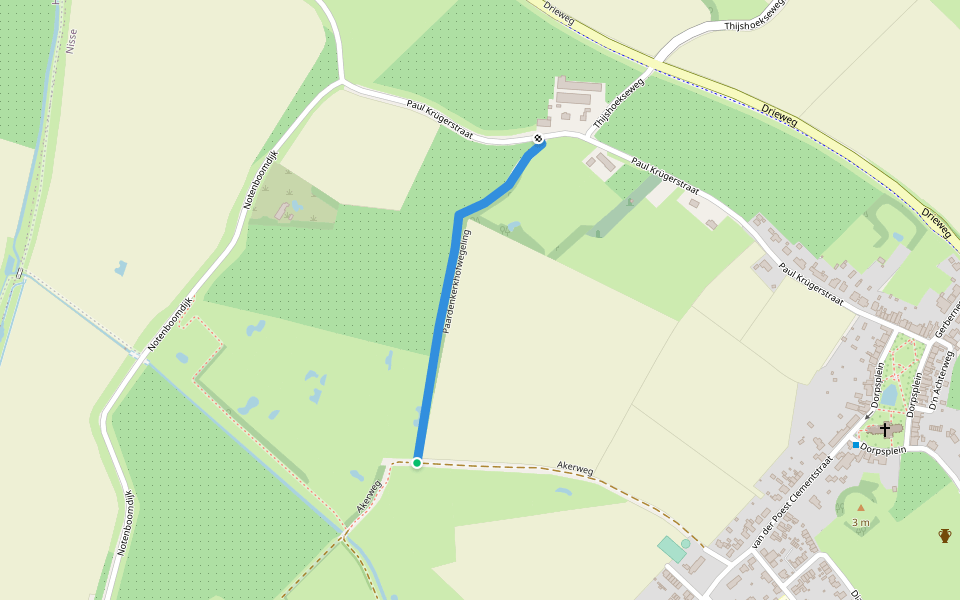 Paardenkerkhofweg walking route map in Nisse