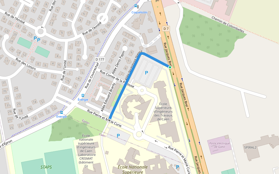 Allée Nicéphore Niepce walking route map in Épron