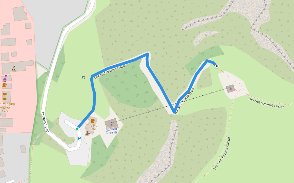 The Nut Access Track walking route map in Stanley