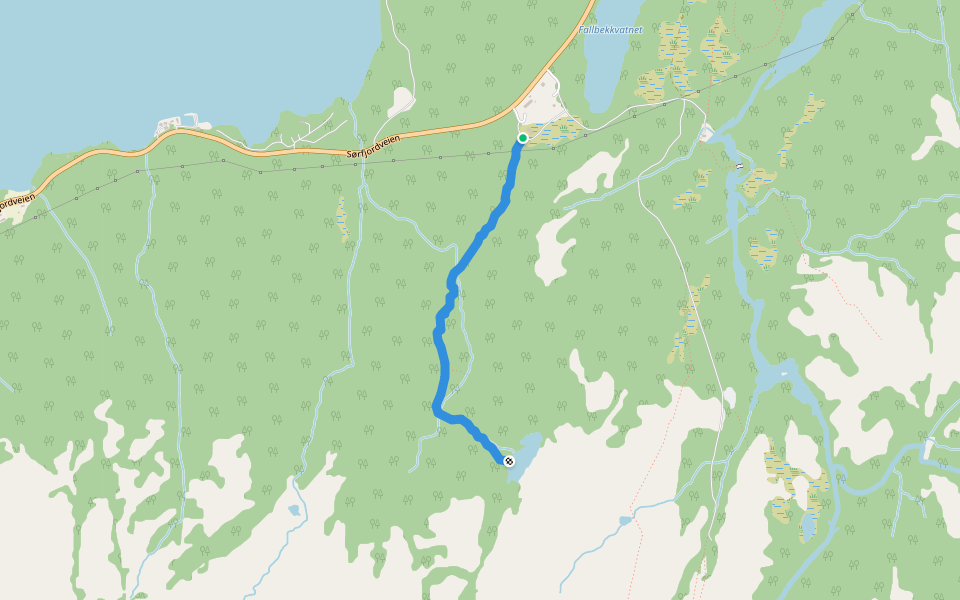 Sti til Svartåstjønna walking route map in Terråk
