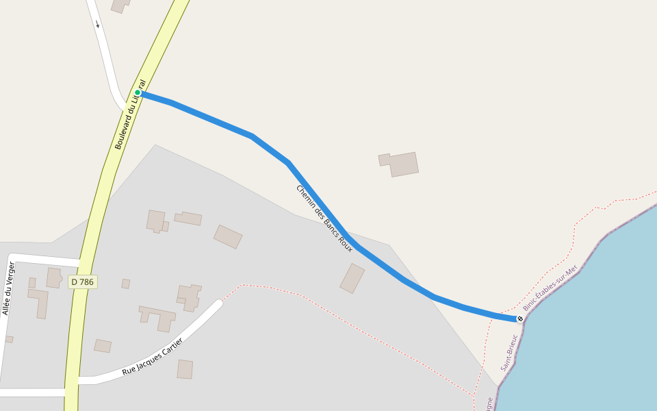 Chemin des Bancs Roux walking route map in Binic-Étables-sur-Mer