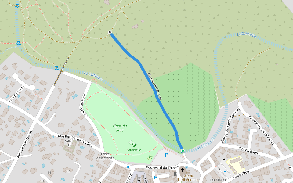 Chemin de Murviel walking route map in Cournonterral